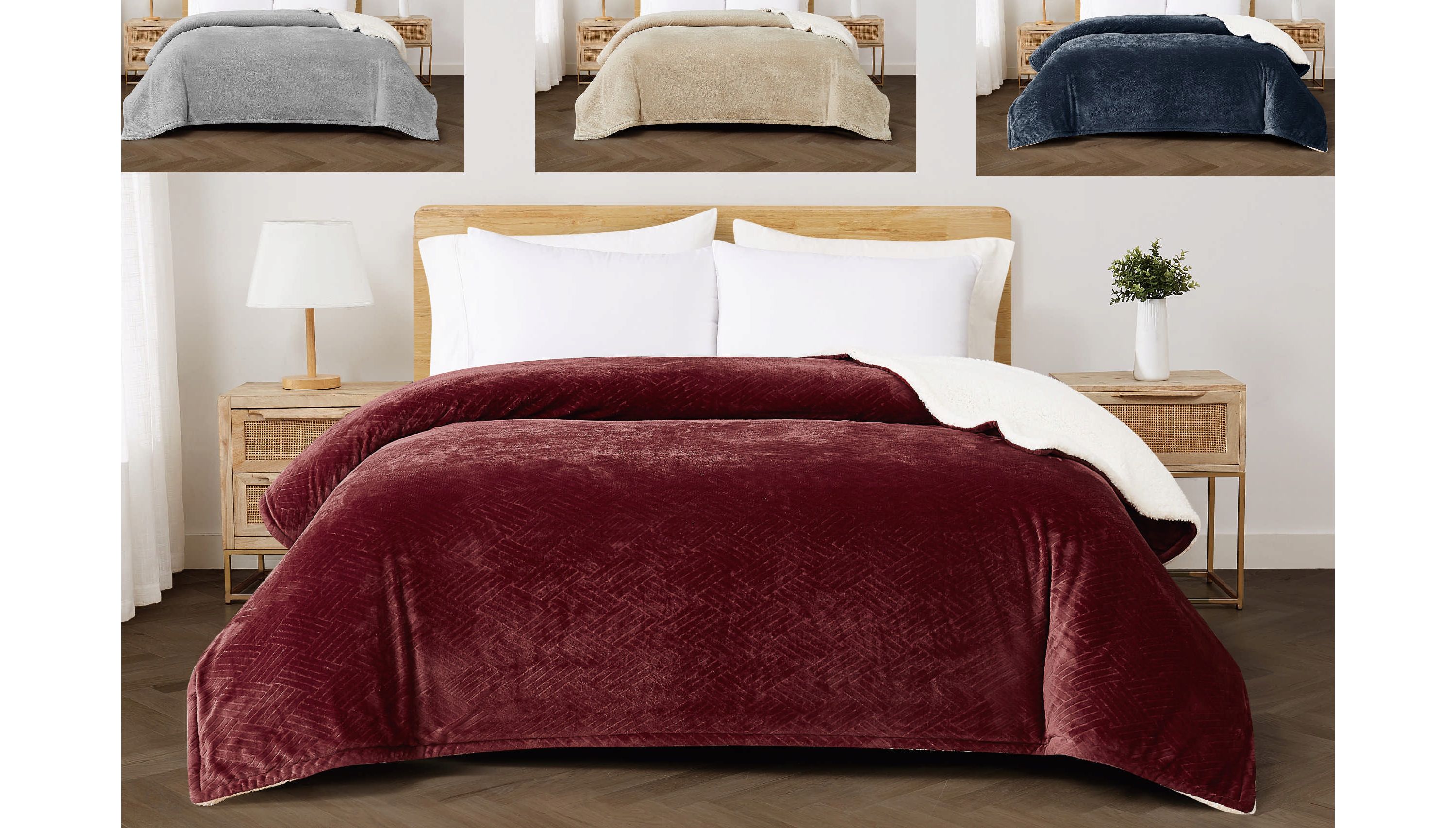 Cannon Carved Faux Fur Grey Twin Blanket
