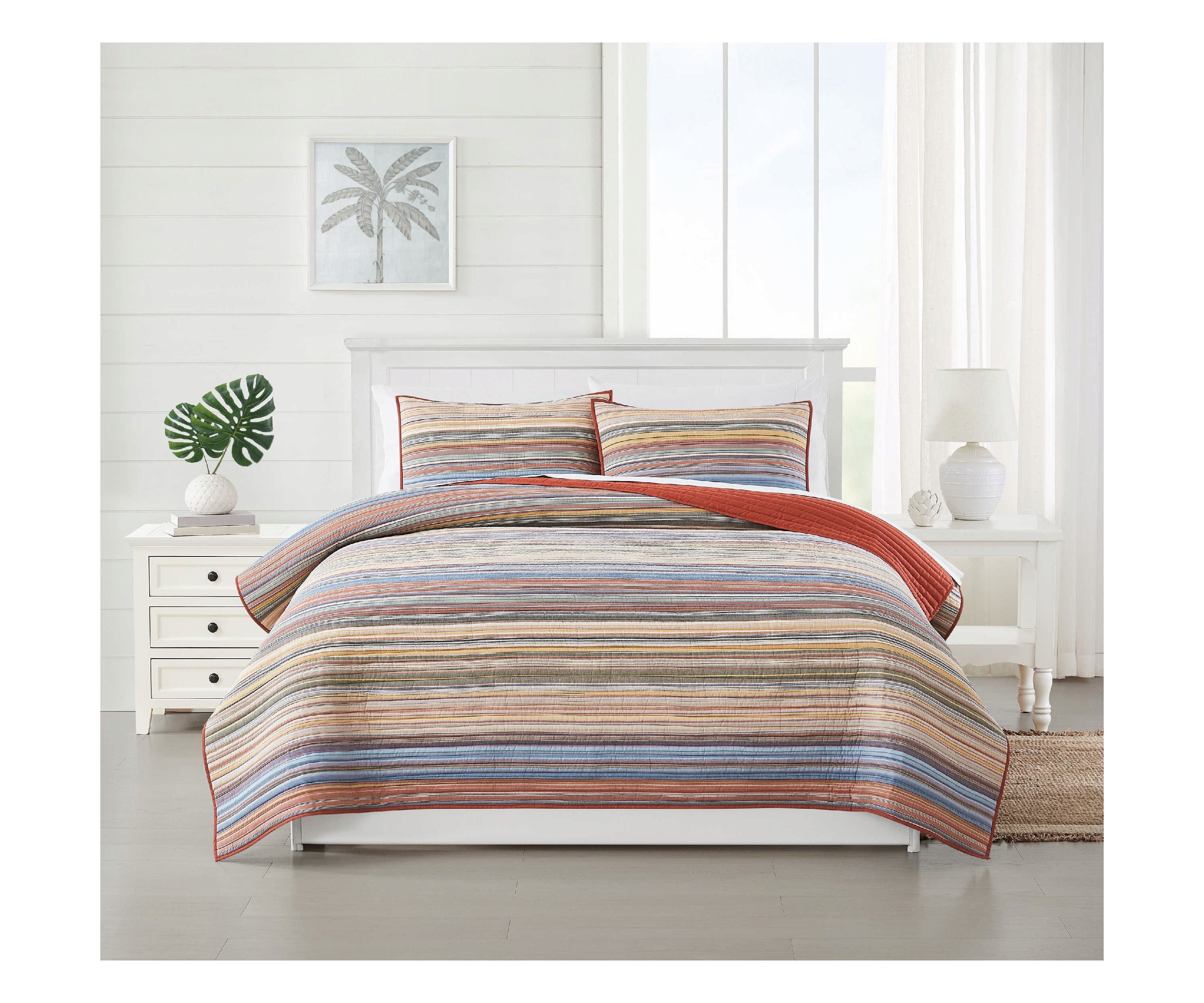 Oceanfront Resort Naples Yarn Dye Stripe 3 Piece King Quilt Set