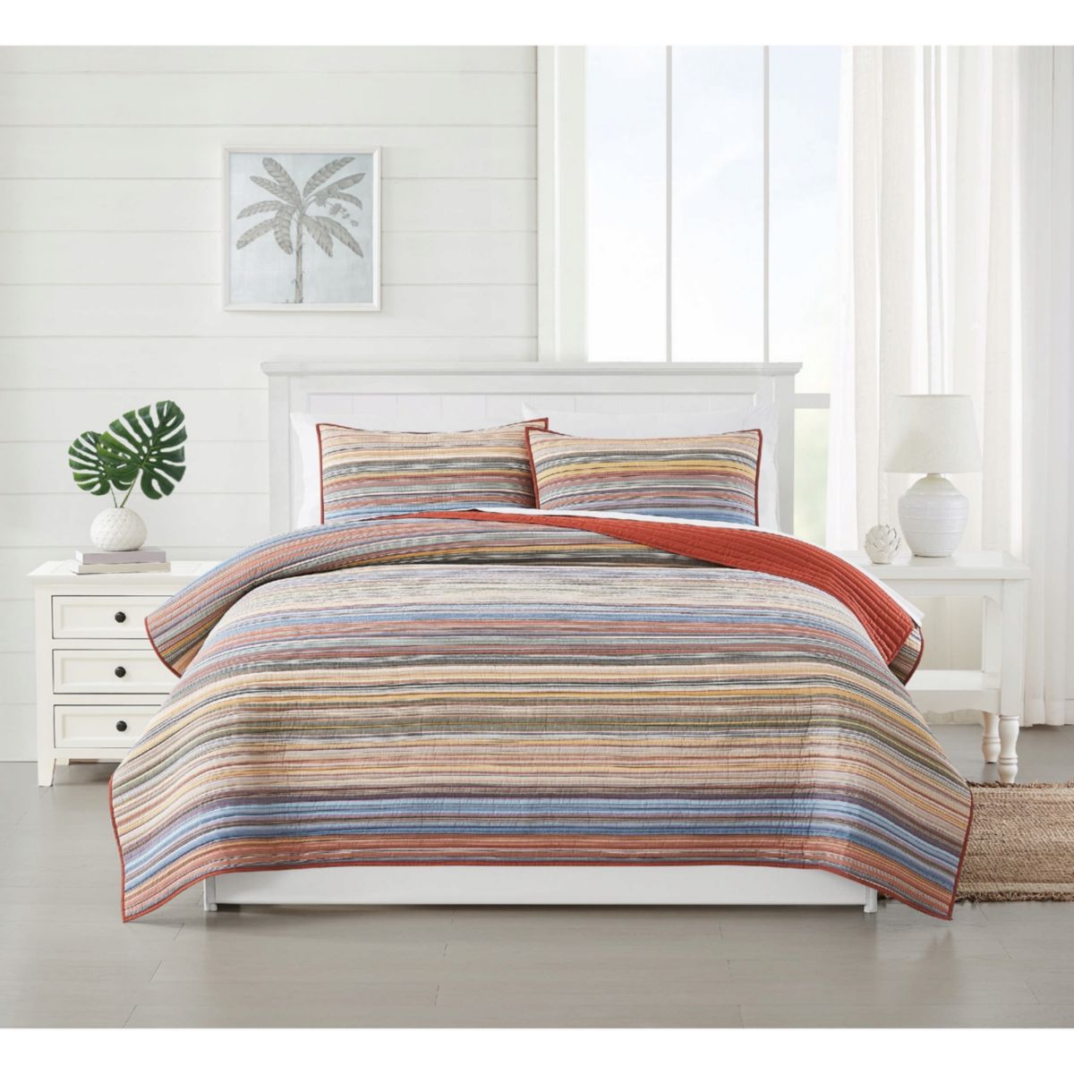 Oceanfront Resort Naples Yarn Dye Stripe 3 Piece King Quilt Set
