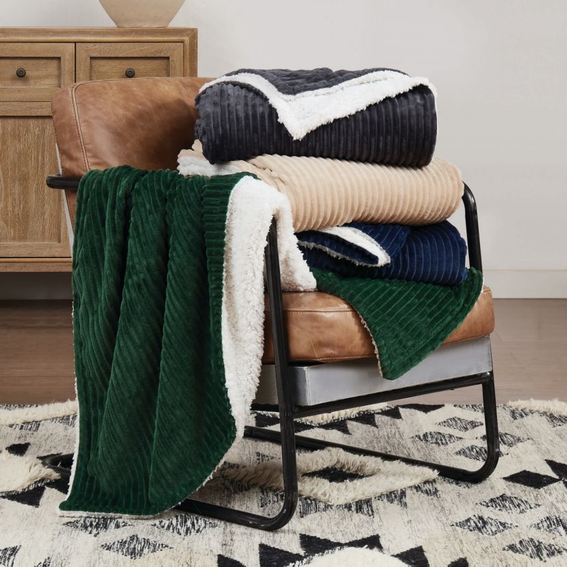 Brooklyn Loom Corduroy Blue 50x70 Throw