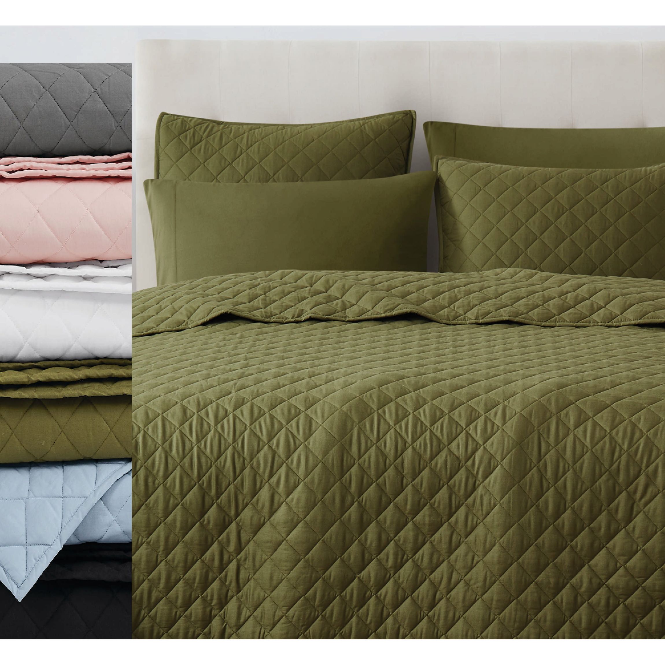 Cannon Solid Oversized Percale Grey King 3 Piece Quilt Set