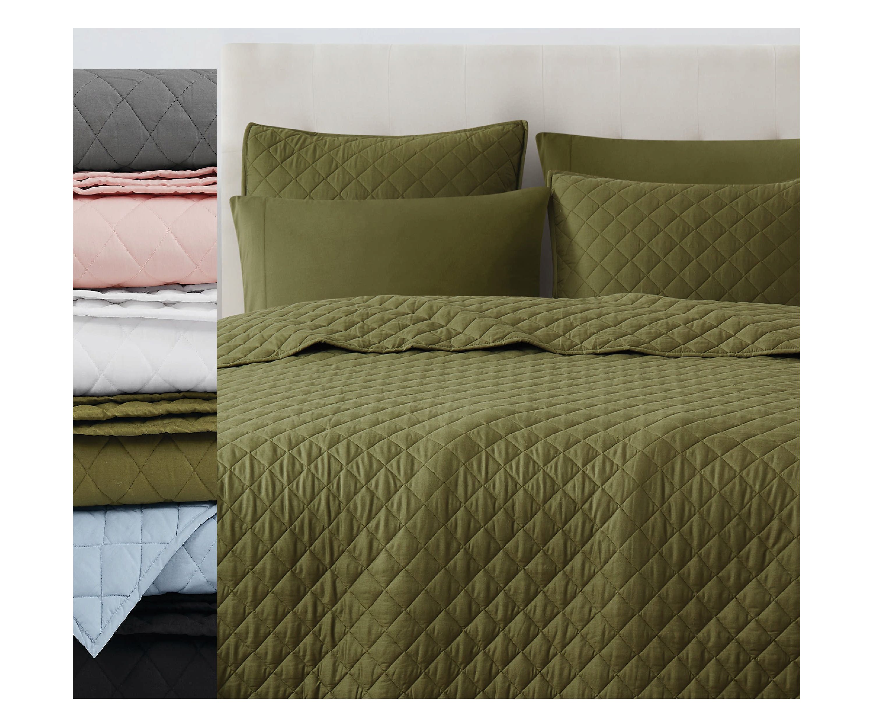 Cannon Solid Oversized Percale Grey King 3 Piece Quilt Set