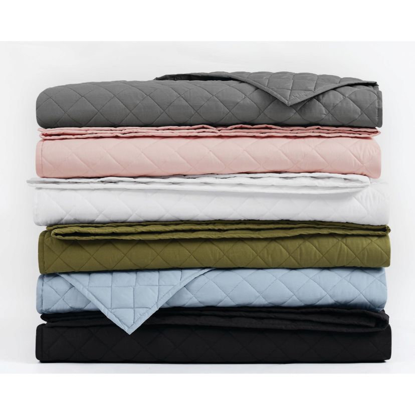 Cannon Solid Oversized Percale Grey King 3 Piece Quilt Set