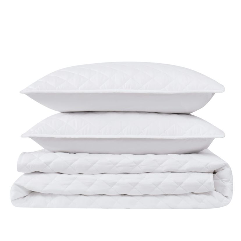 Cannon Solid Oversized Percale Grey King 3 Piece Quilt Set
