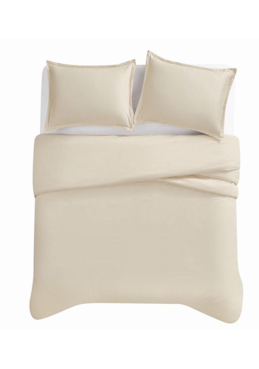 Badgley Mischka Cotton Sateen Blush Full/Queen 3 Piece Duvet Set