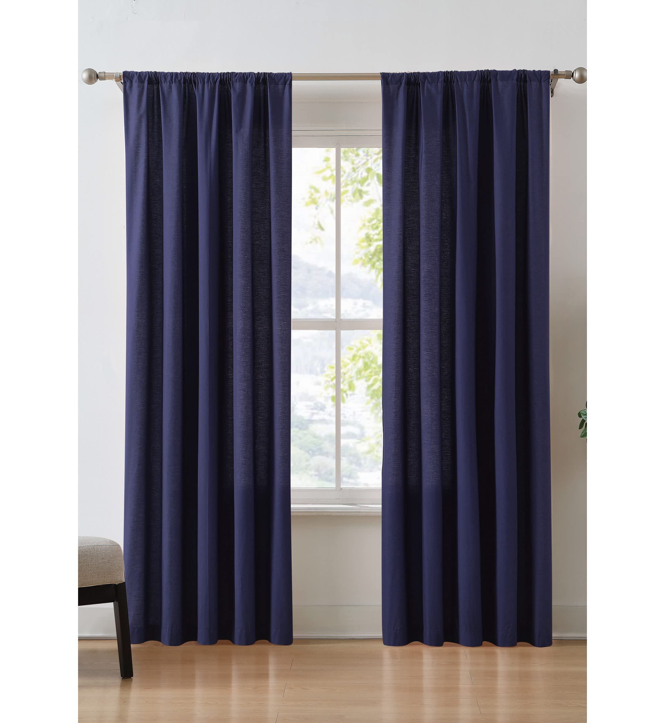 Brooklyn Loom Solid Cotton Percale White 50x96 Window Curtain Pair