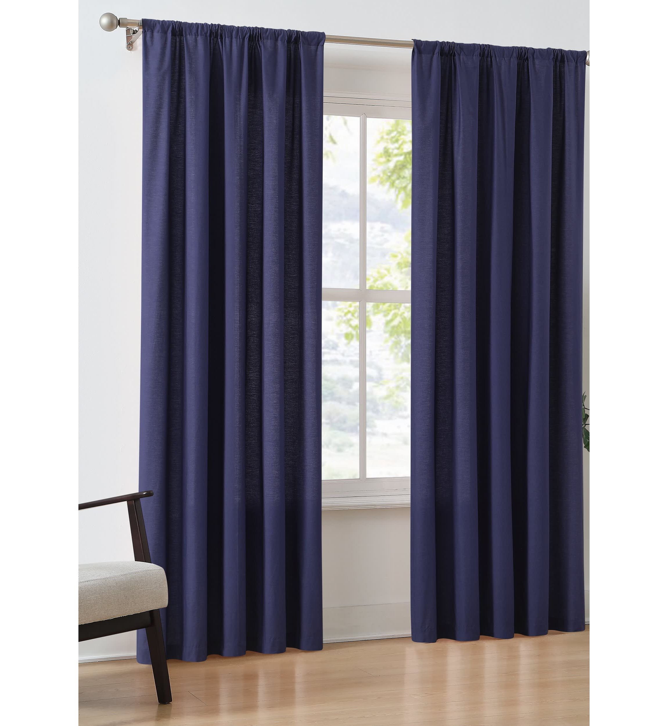 Brooklyn Loom Solid Cotton Percale White 50x96 Window Curtain Pair