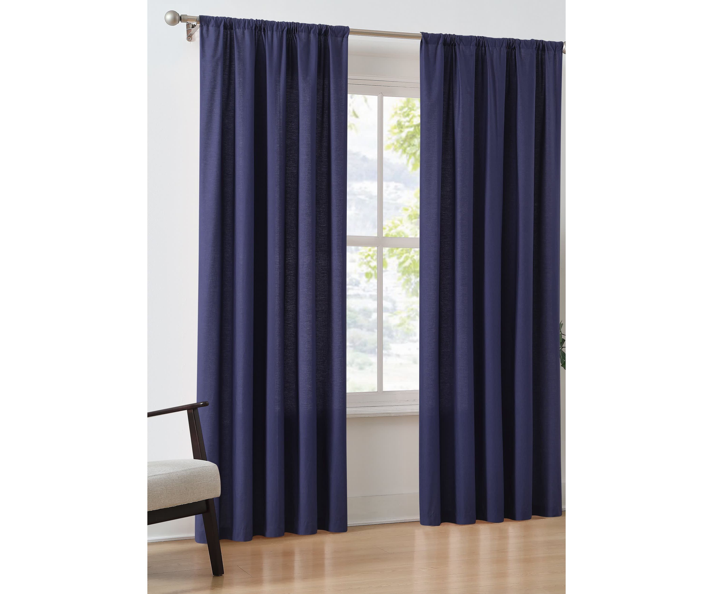 Brooklyn Loom Solid Cotton Percale Burgundy 50x96 Window Curtain Pair