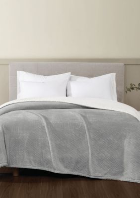 Truly Soft Basket Carved Faux Fur Grey Full/Queen Blanket, Twin
