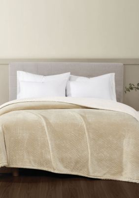 Truly Soft Basket Carved Faux Fur Grey Full/Queen Blanket, Tan, Twin