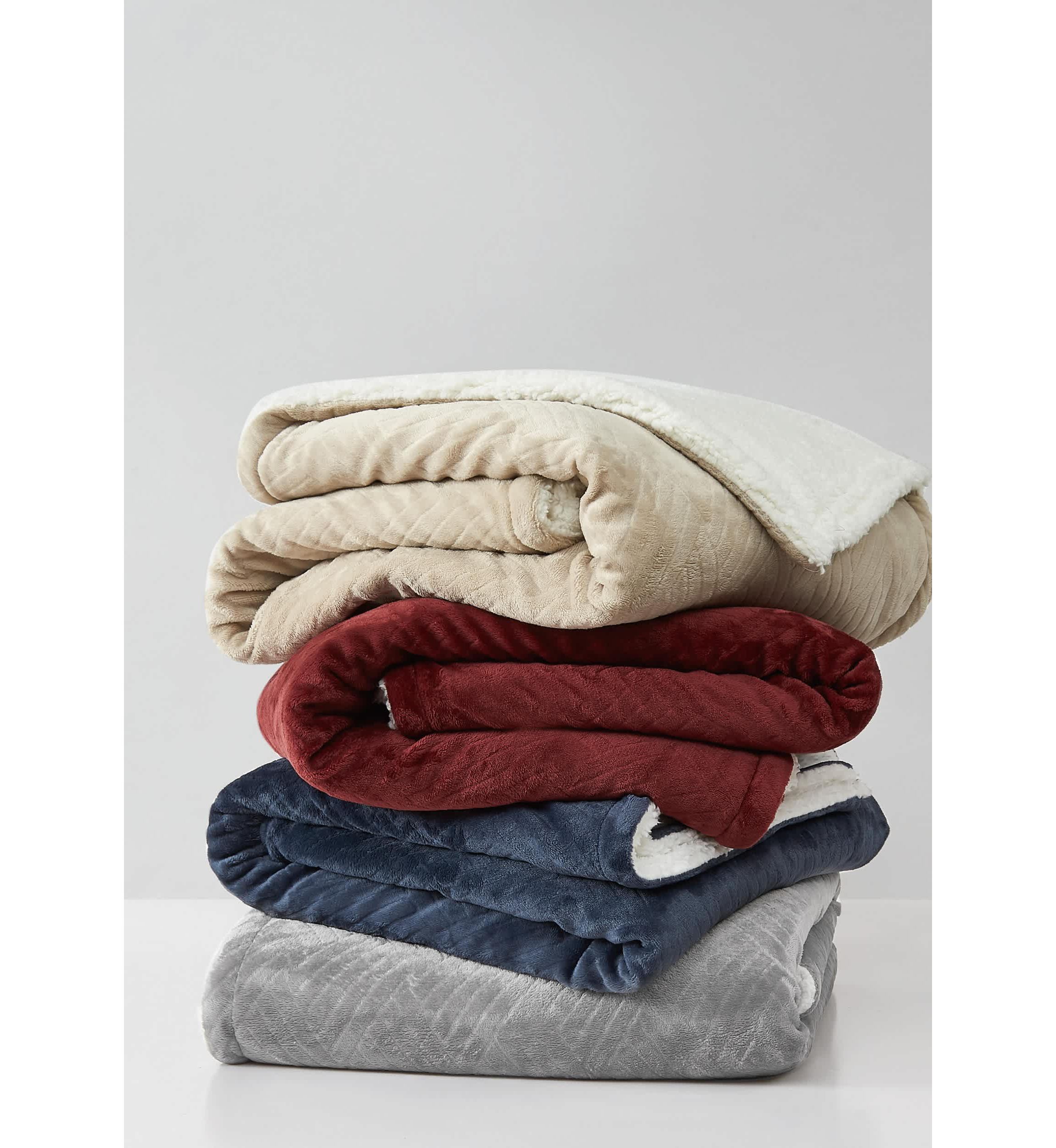 Truly Soft Basket Carved Faux Fur Grey King Blanket