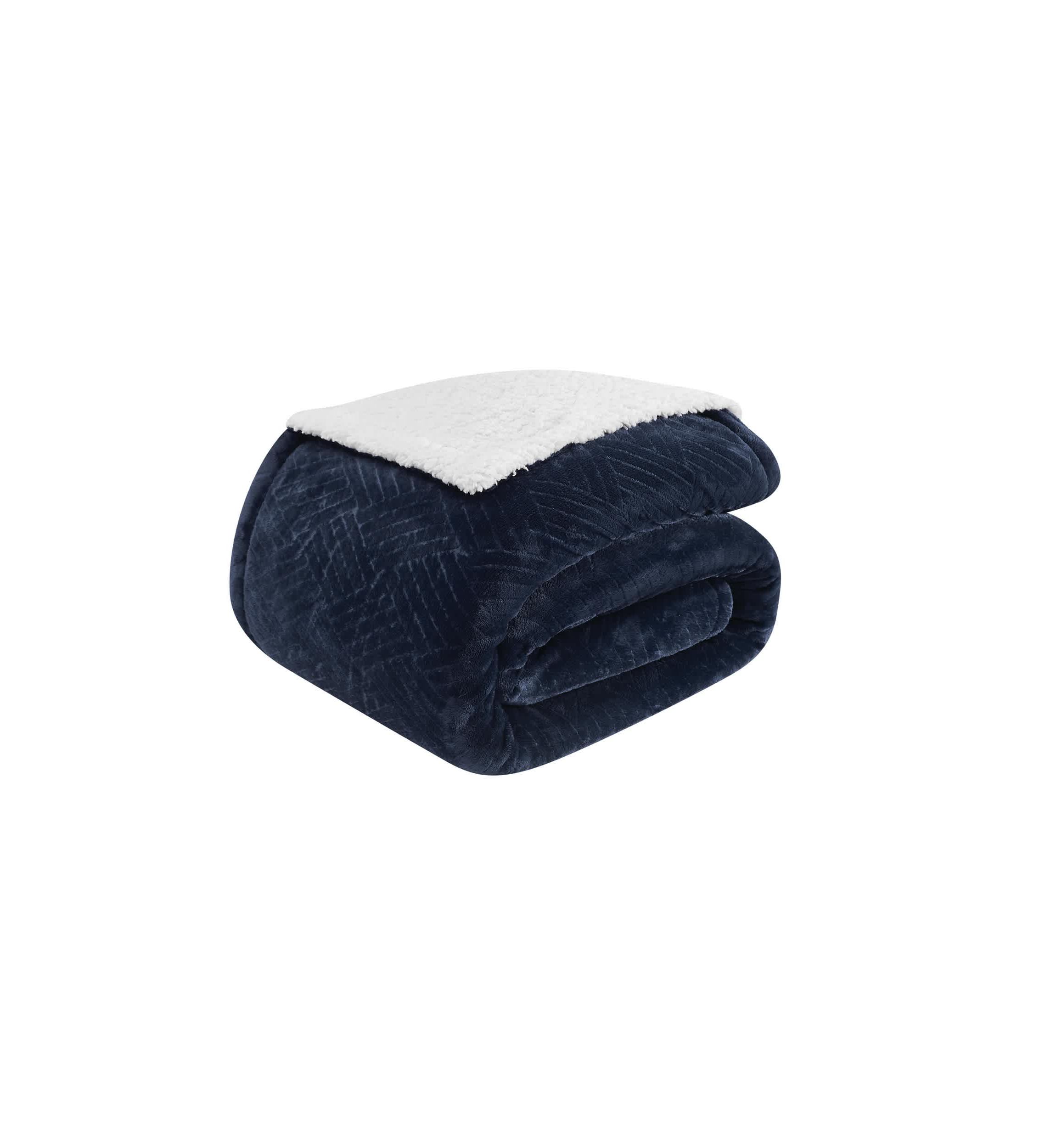 Truly Soft Basket Carved Faux Fur Grey King Blanket