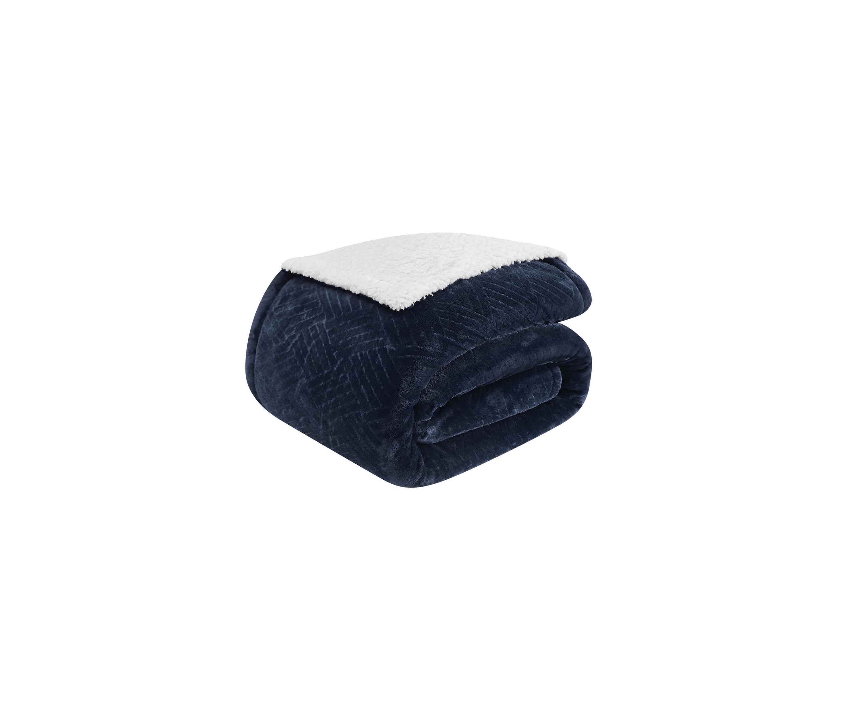 Truly Soft Basket Carved Faux Fur Grey King Blanket