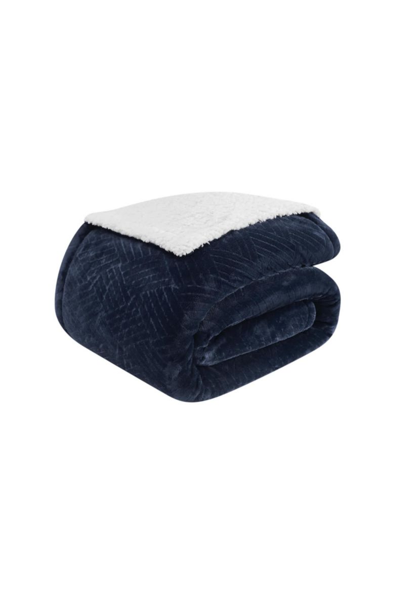 Truly Soft Basket Carved Faux Fur Grey King Blanket