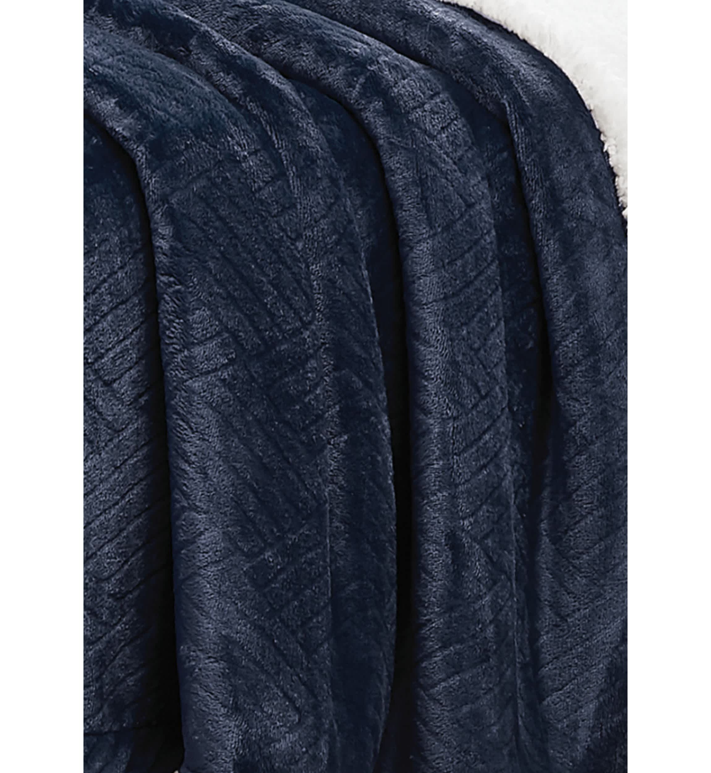 Truly Soft Basket Carved Faux Fur Grey King Blanket