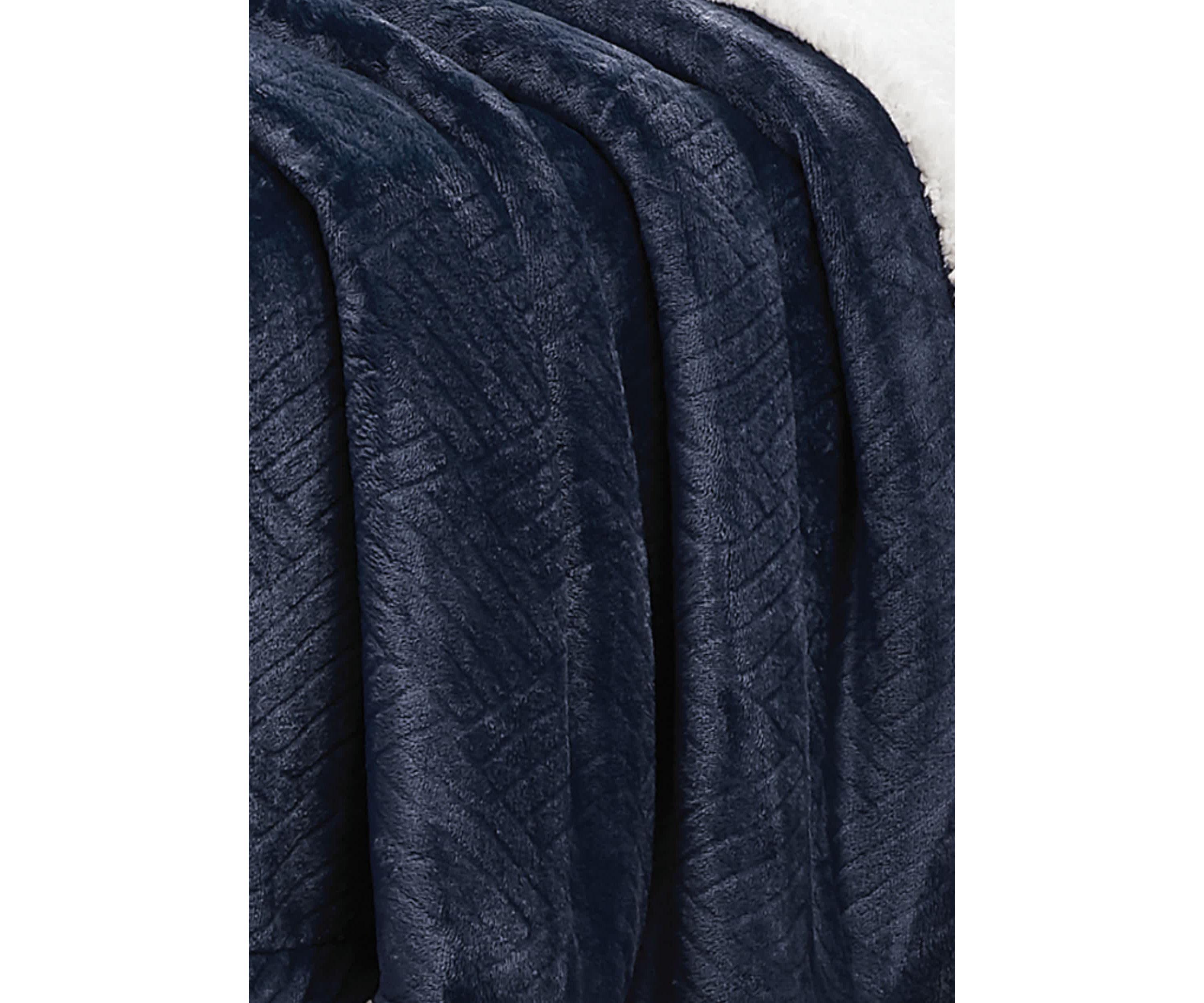 Truly Soft Basket Carved Faux Fur Grey King Blanket