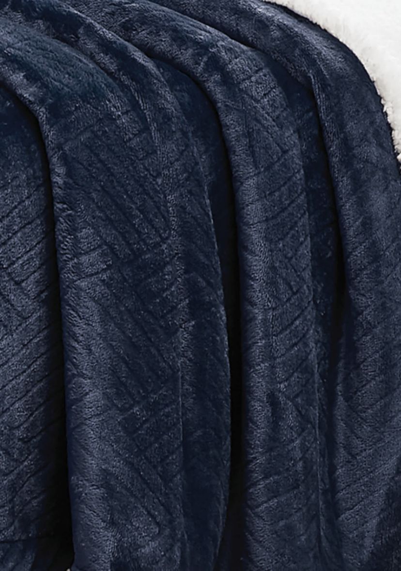 Truly Soft Basket Carved Faux Fur Grey King Blanket
