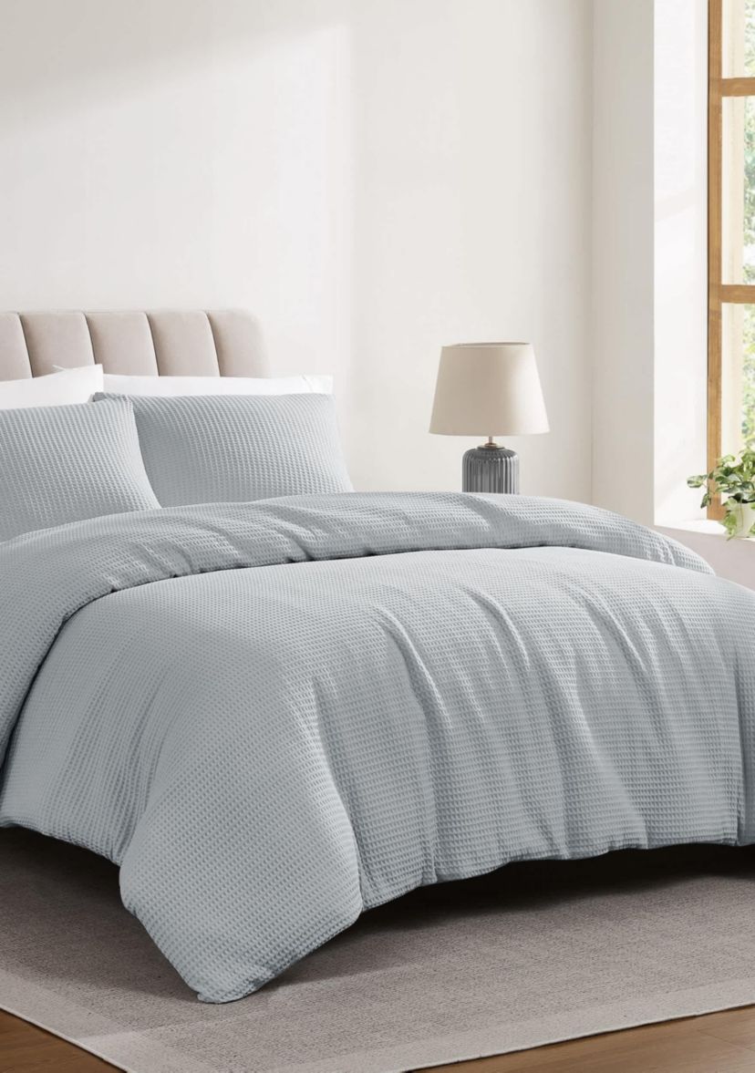 Cannon Heritage Cotton Waffle Khaki 3 Piece Full/Queen Duvet Set
