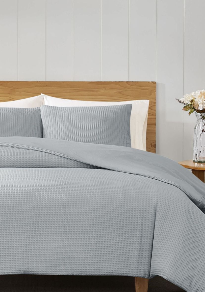 Cannon Heritage Cotton Waffle Khaki 3 Piece Full/Queen Duvet Set