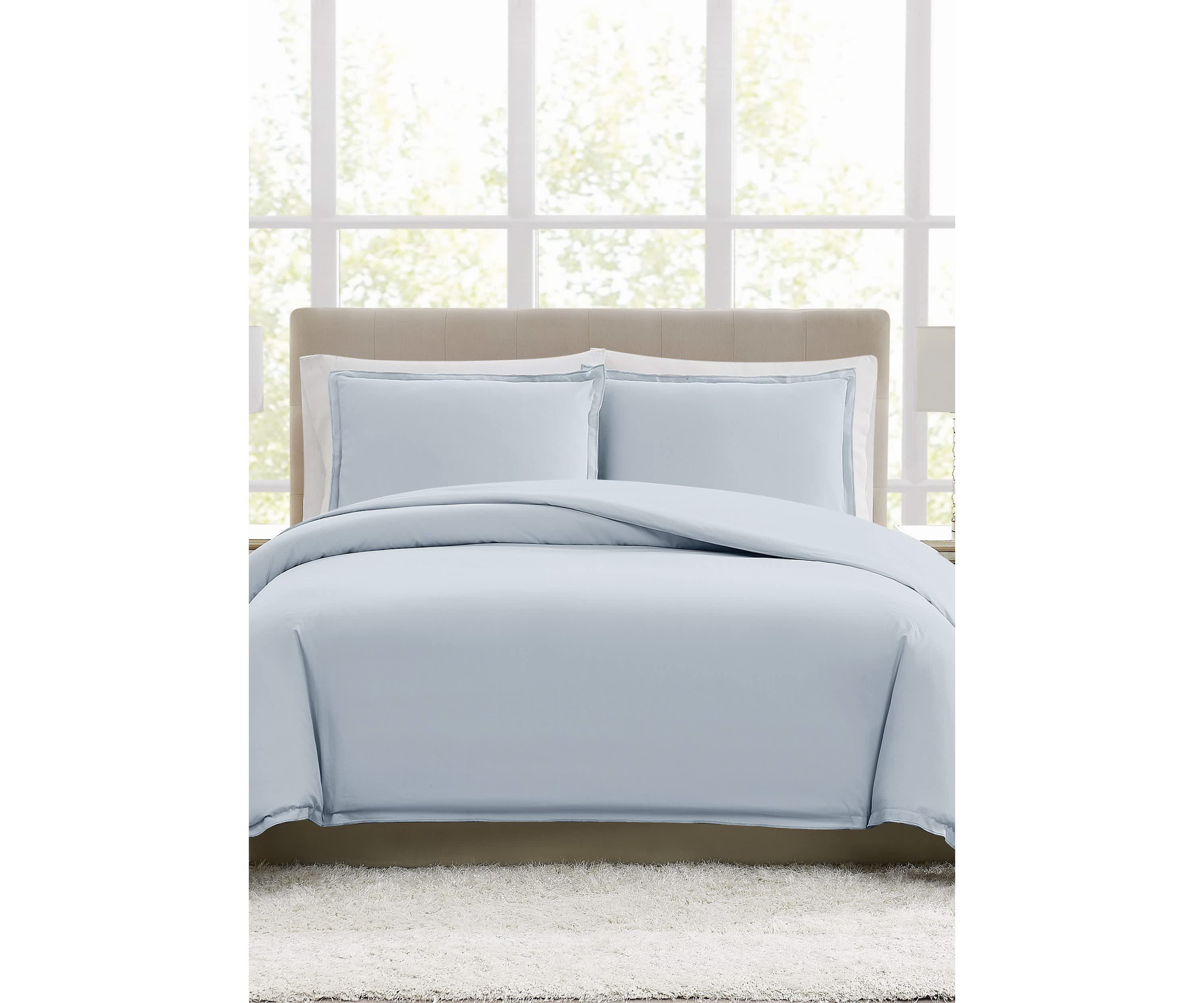 Vince Camuto 400TC Percale Light Blue King 3 Piece Duvet Set