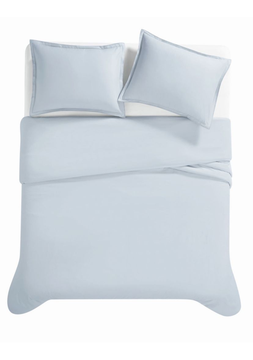 Vince Camuto 400TC Percale Light Blue King 3 Piece Duvet Set