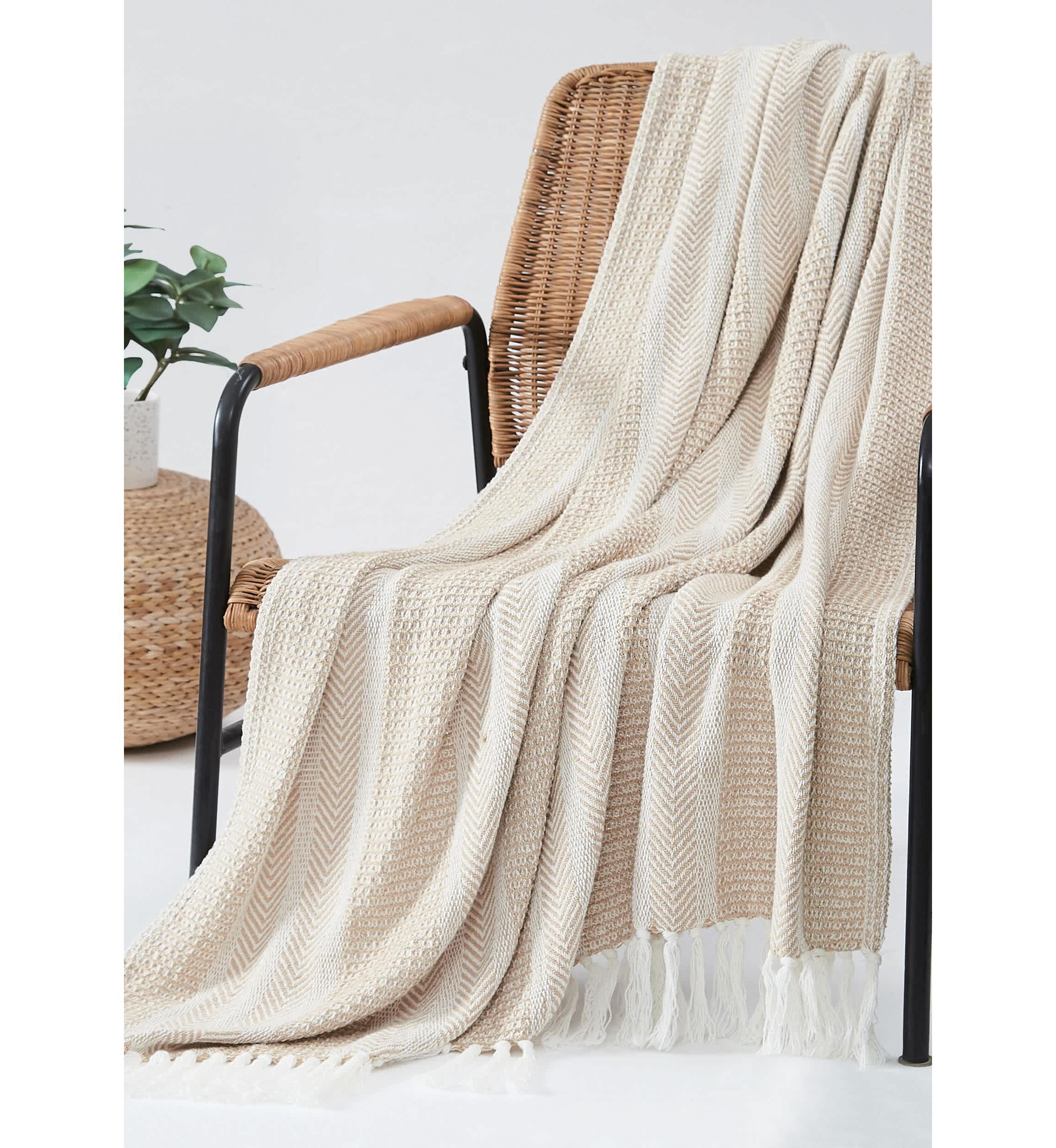 Oceanfront Resort Textured Stripe Green 50x60 Throw