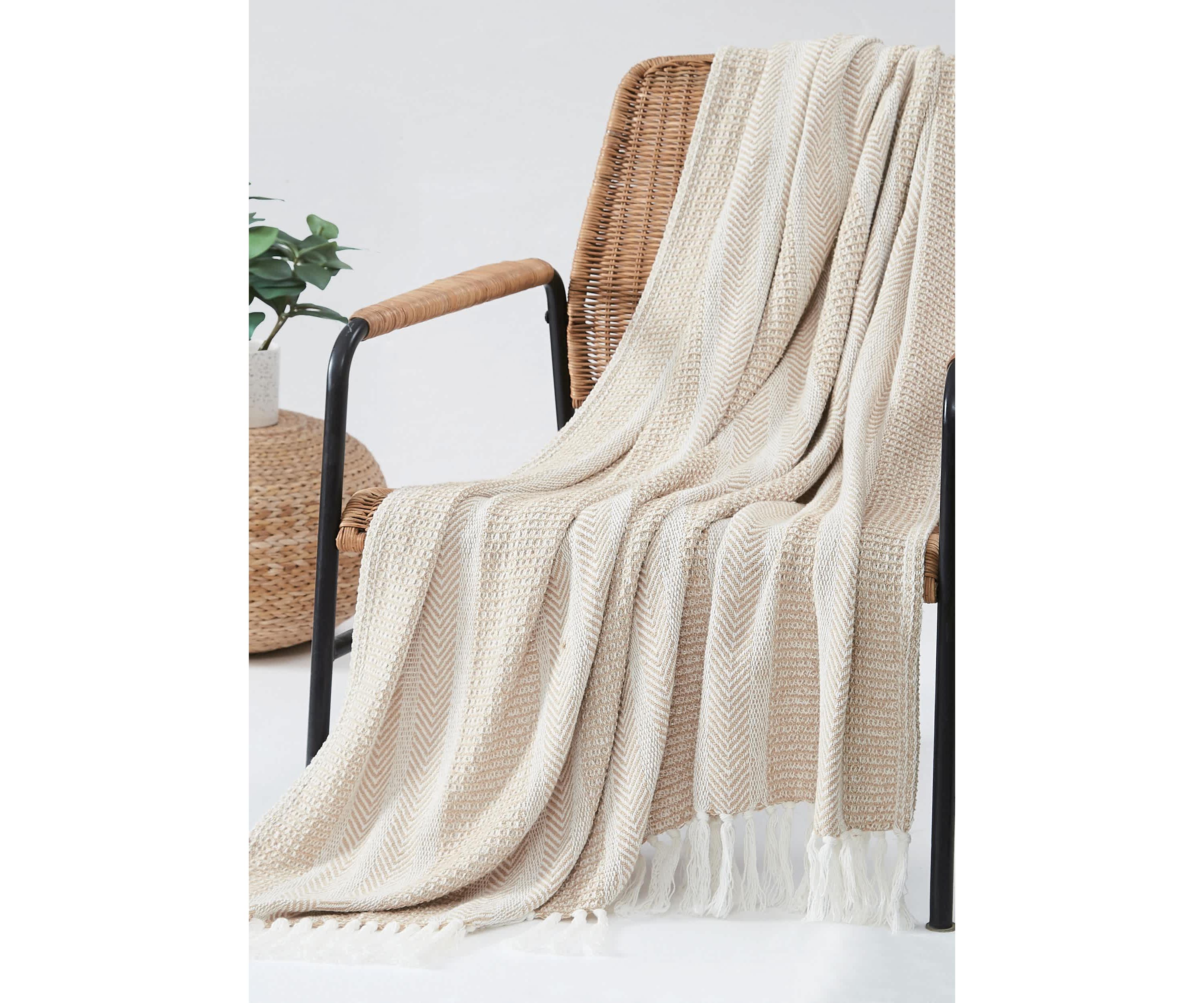 Oceanfront Resort Textured Stripe Green 50x60 Throw