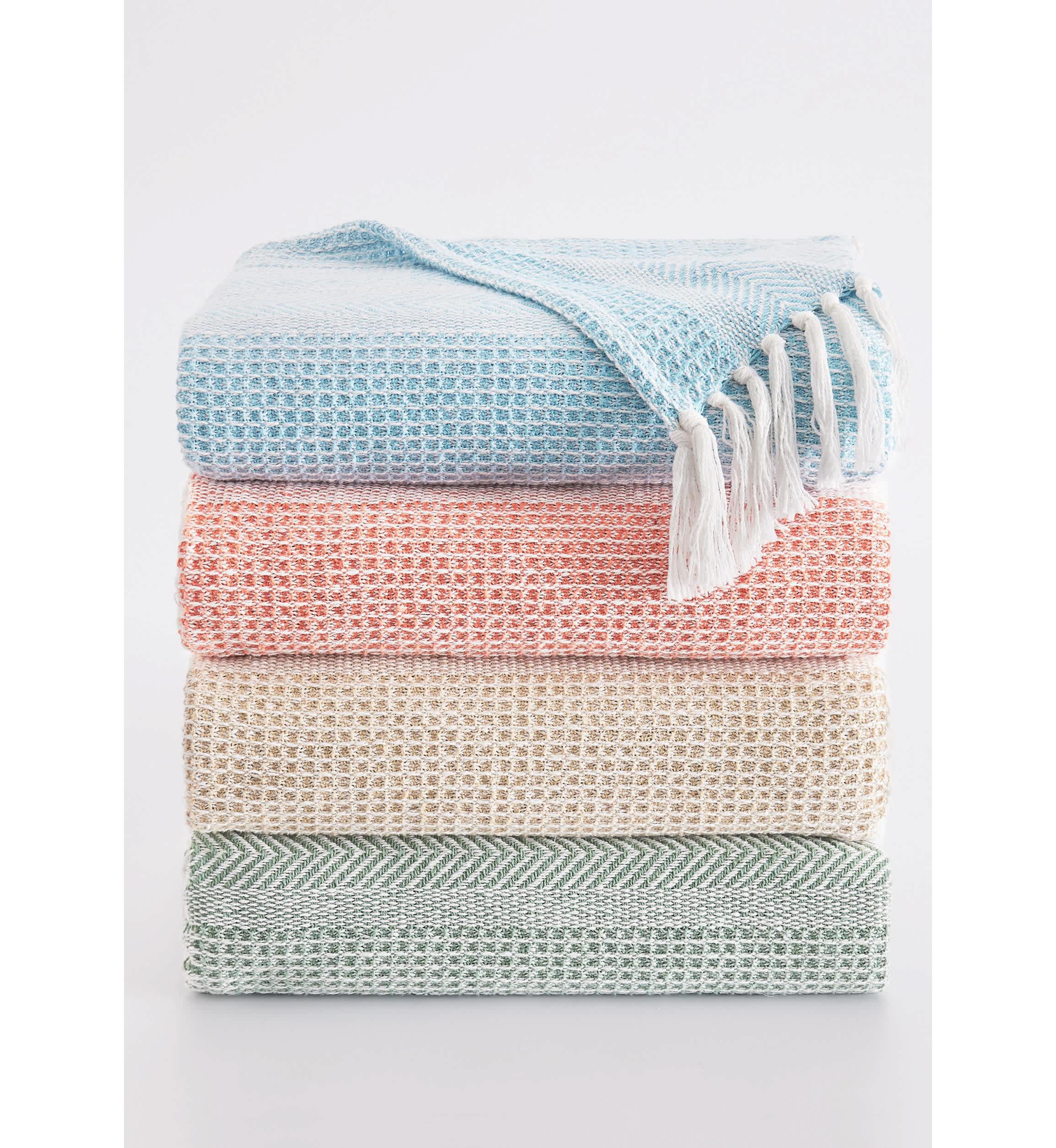 Oceanfront Resort Textured Stripe Green 50x60 Throw