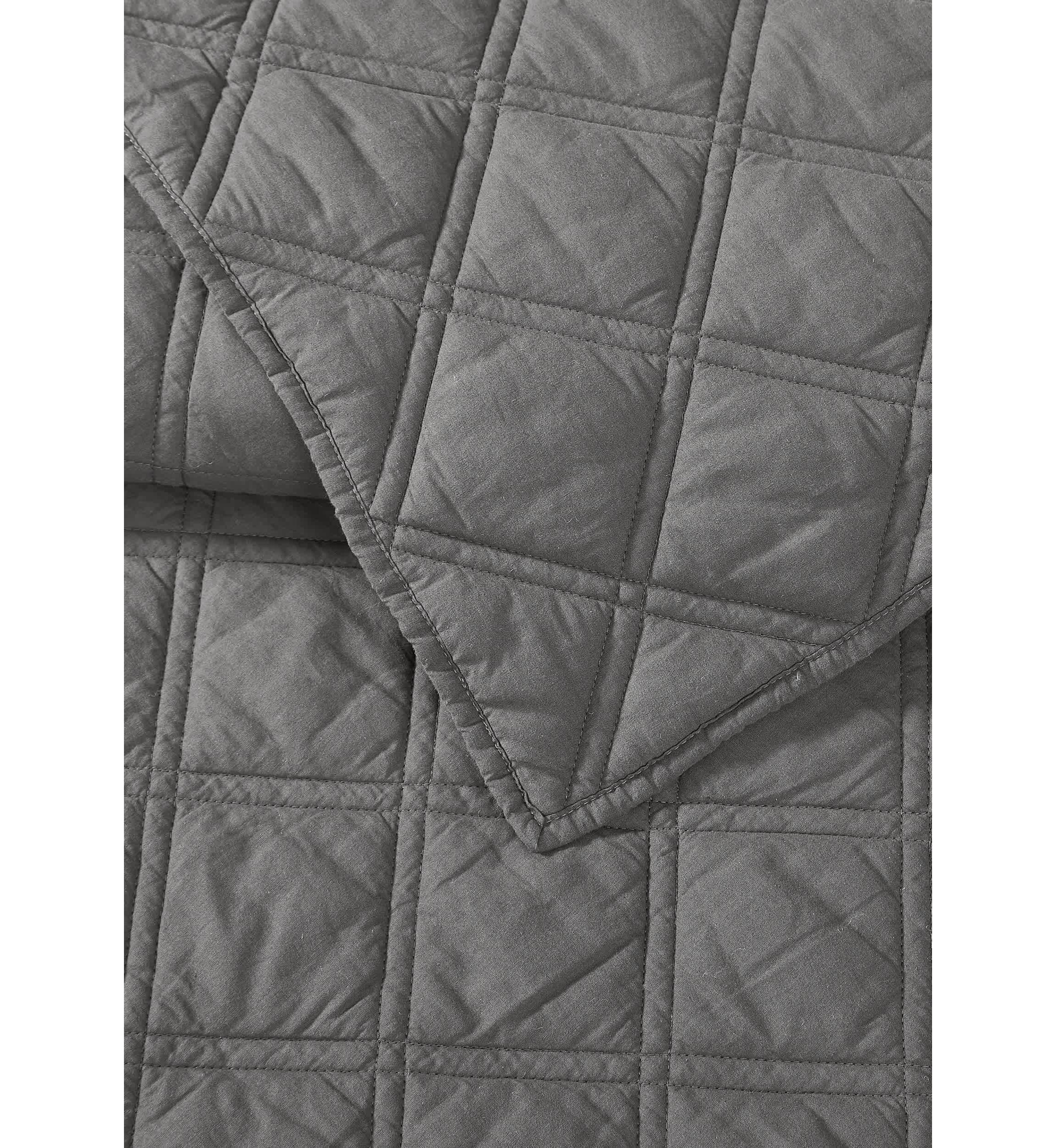 Brooklyn Loom Diamond Washed Cotton Green Full/Queen 3 Piece Quilt Set