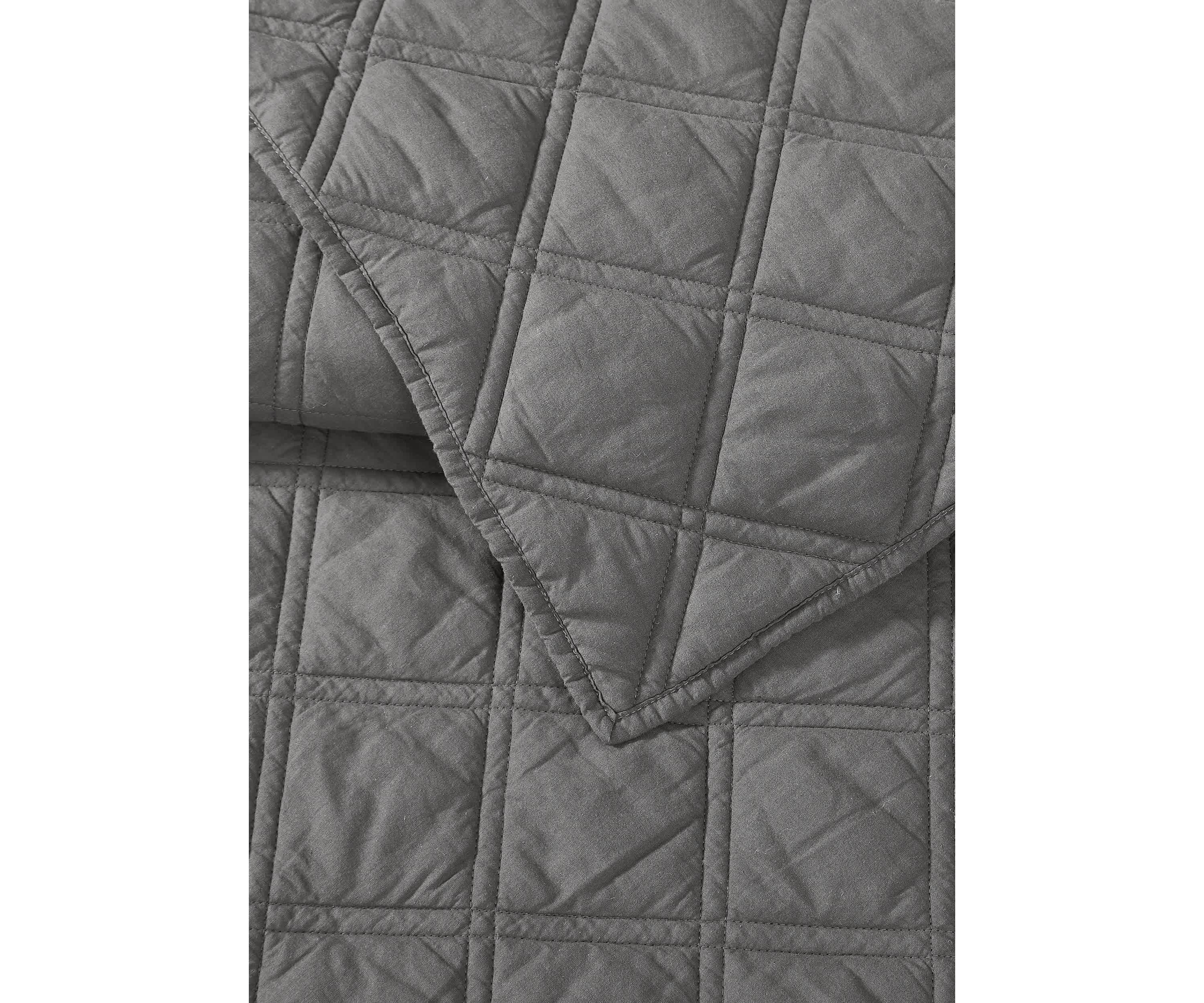 Brooklyn Loom Diamond Washed Cotton Green Full/Queen 3 Piece Quilt Set