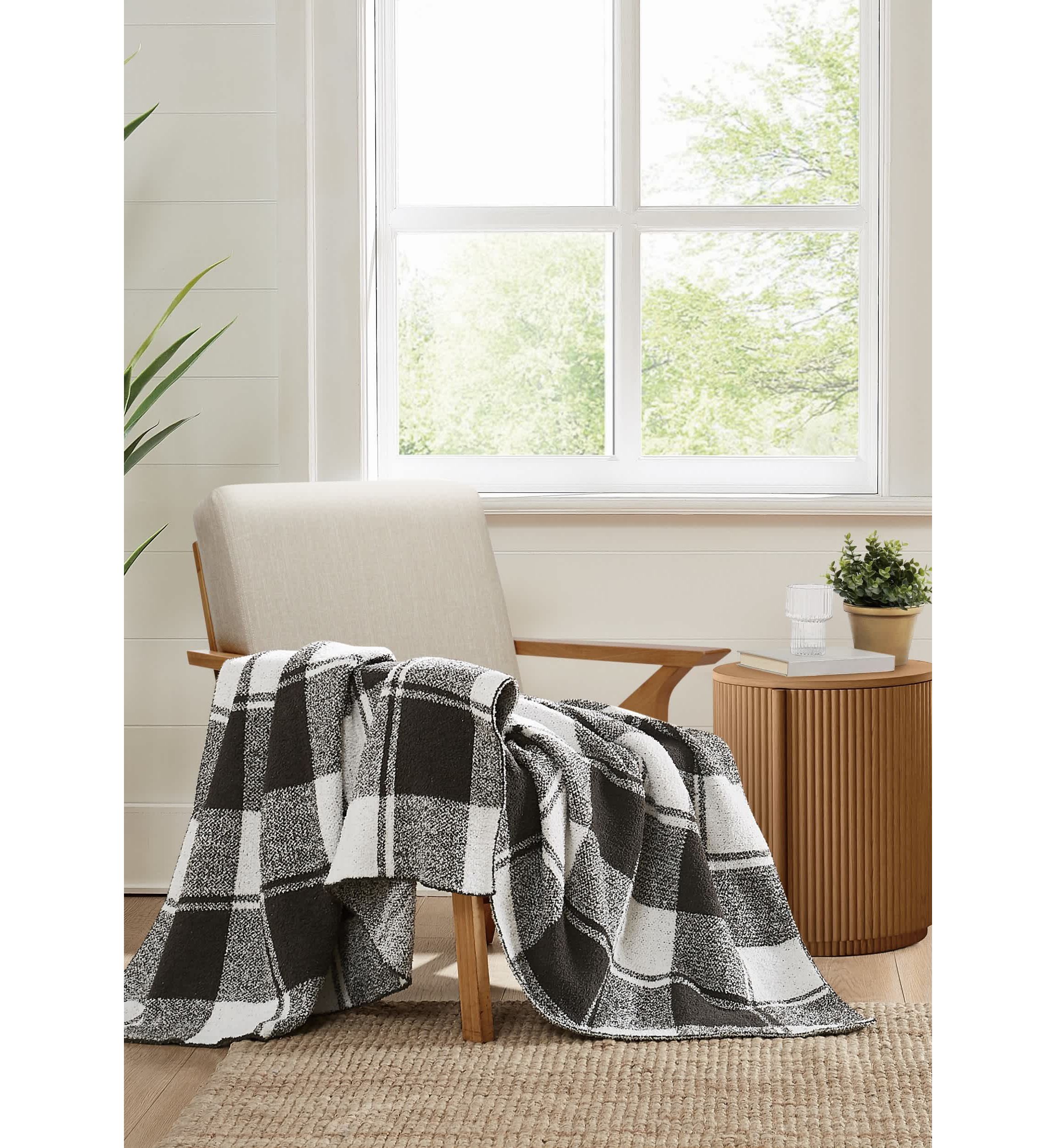 Brooklyn Loom Dusted Plaid Green 50x70 Throw
