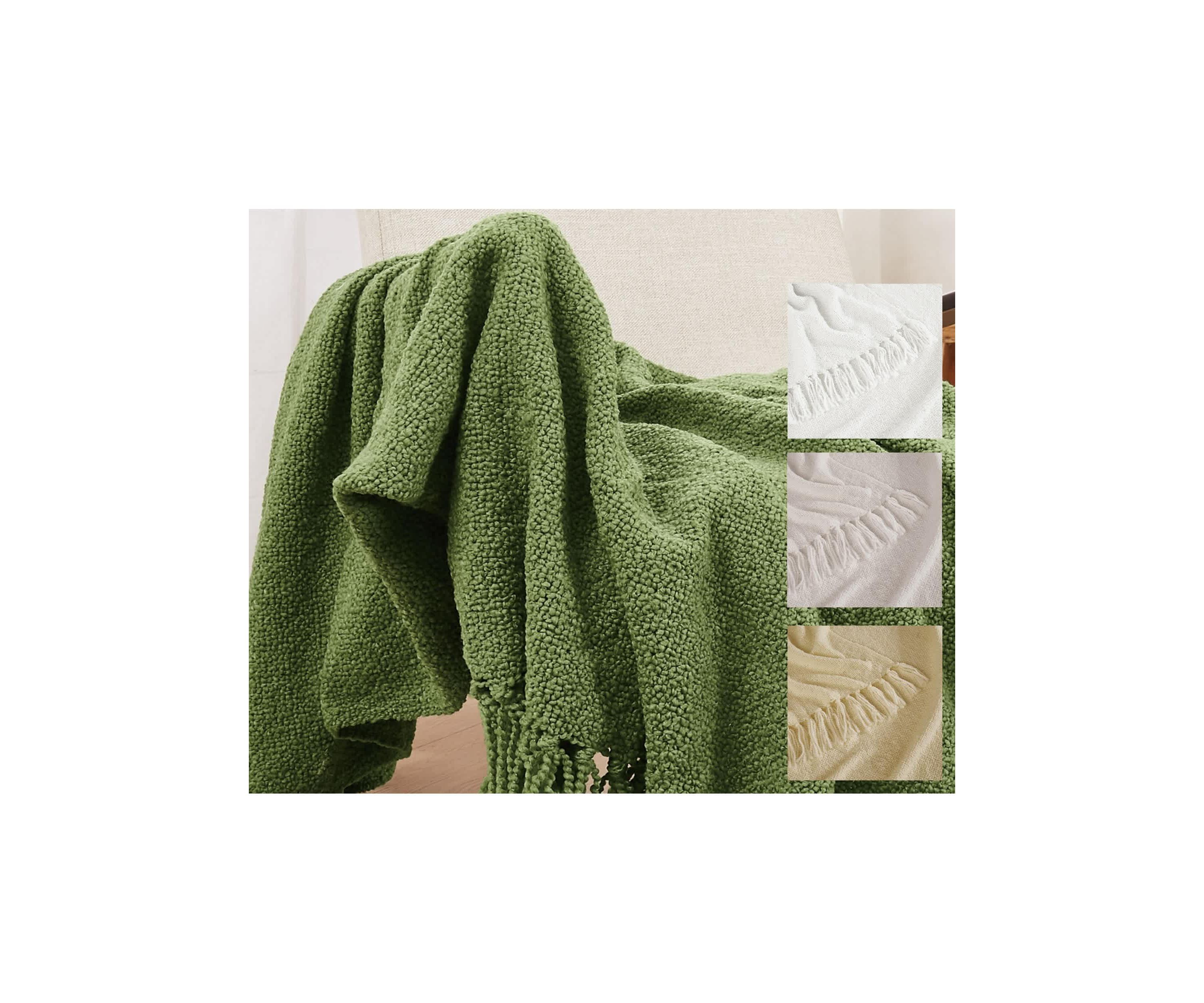 Brooklyn Loom Chunky Boucle Textured Microfiber  50x70 Throw Blanket in Tan