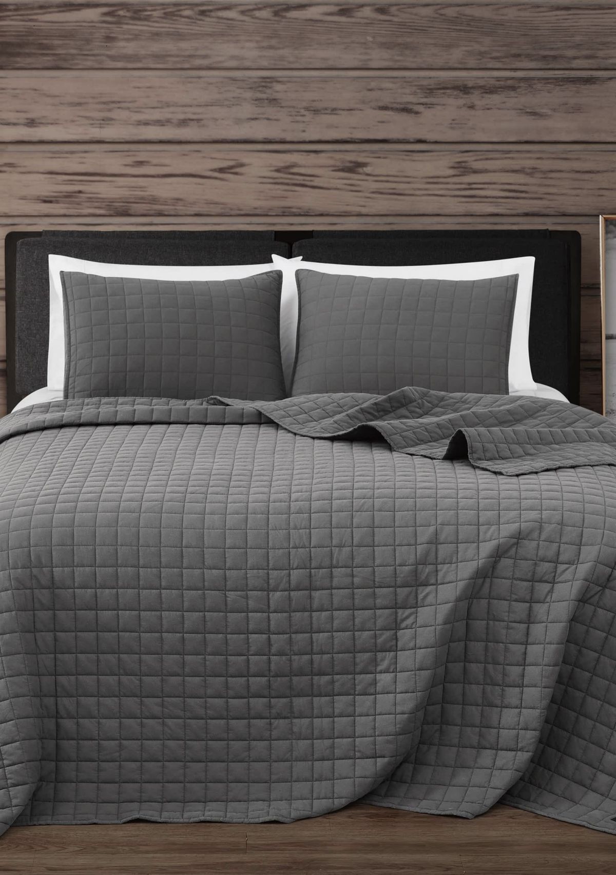 Frye Vintage Washed Cotton Blue Full/Queen 3 Piece Quilt Set