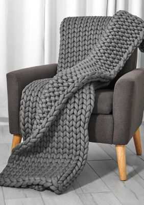 Tranquility 12 Pound Chunky Knit Weighted Blanket, Grey, 72 In X 48 In -  0022415001243