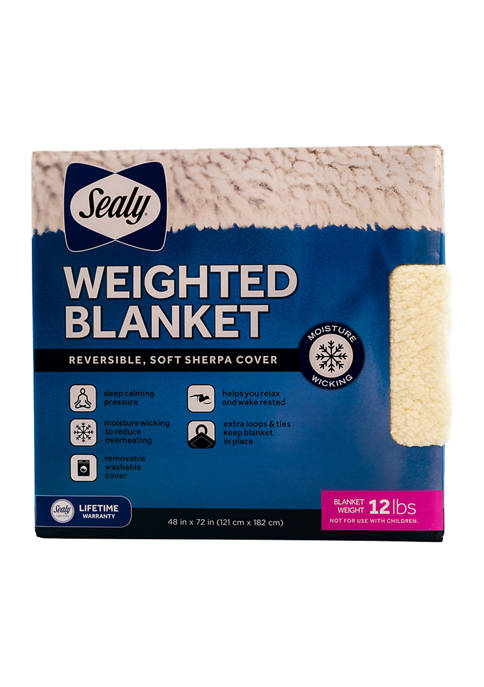 Sealy® Weighted Blanket, Sherpa, 12 Pound, Blue