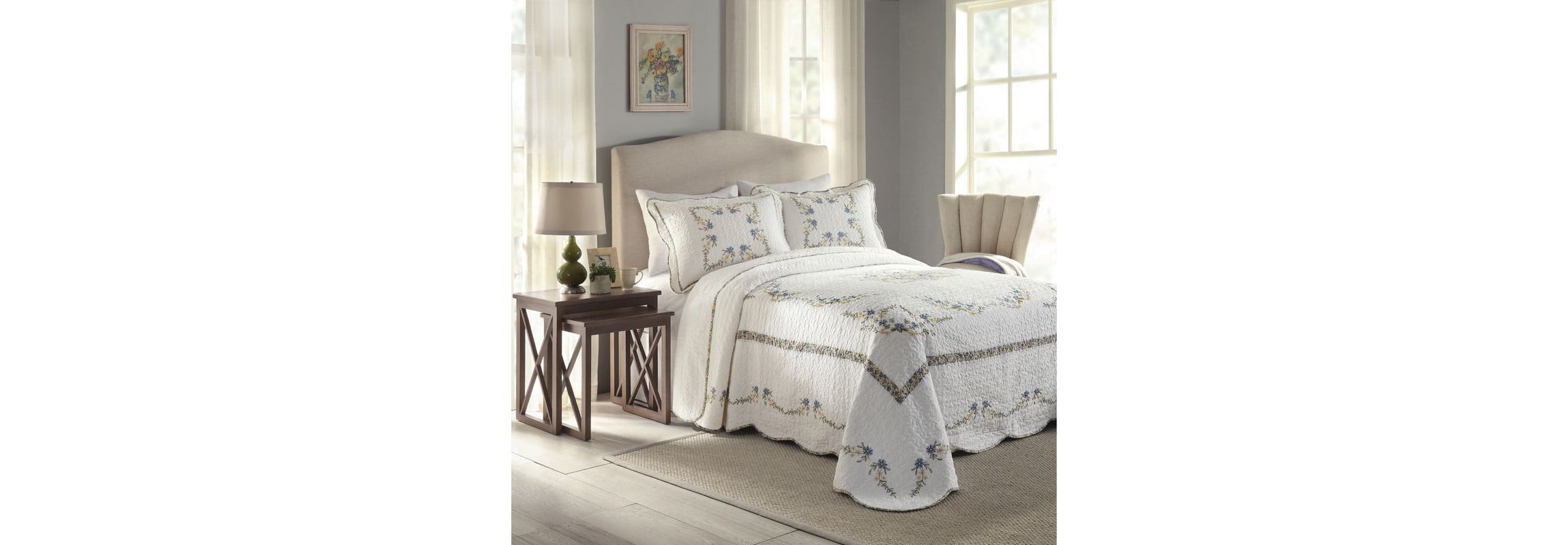 Heather Embroidered Bedspread