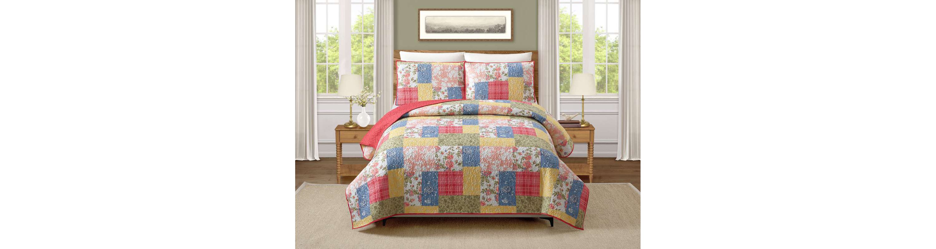 Farmhouse Florals Patchwork Printed Quilt Set