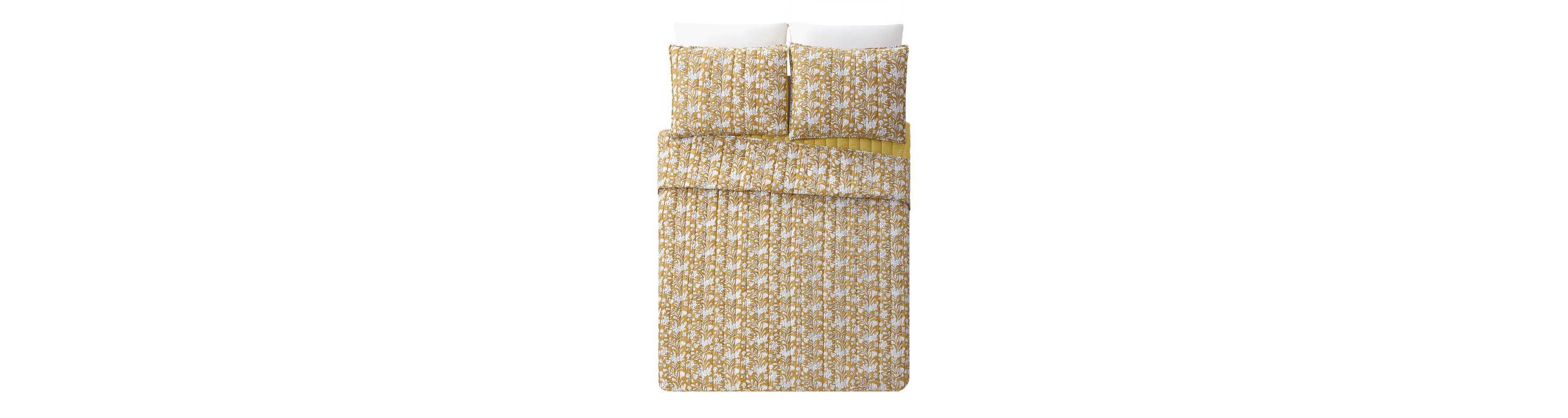 Sketched Floral Block Print 3-Piece Quilt Set