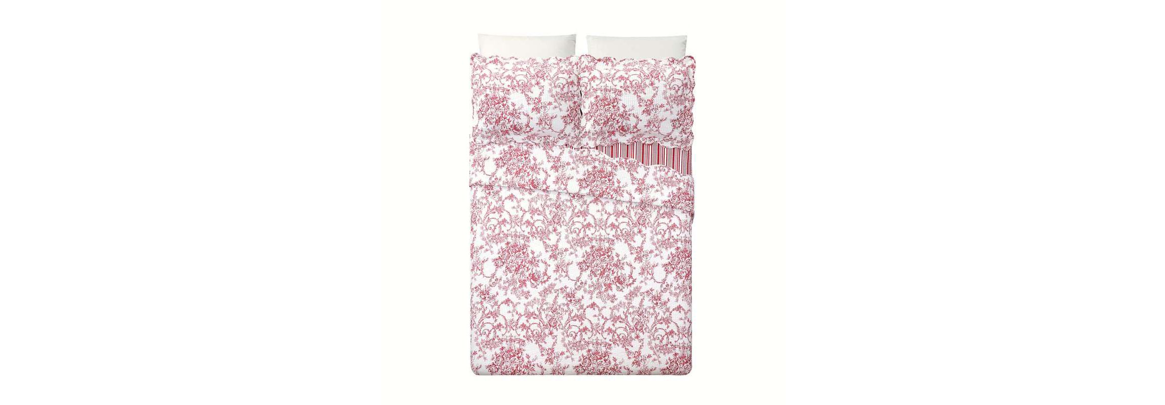 Garden Toile Reversible Cotton Quilt Set