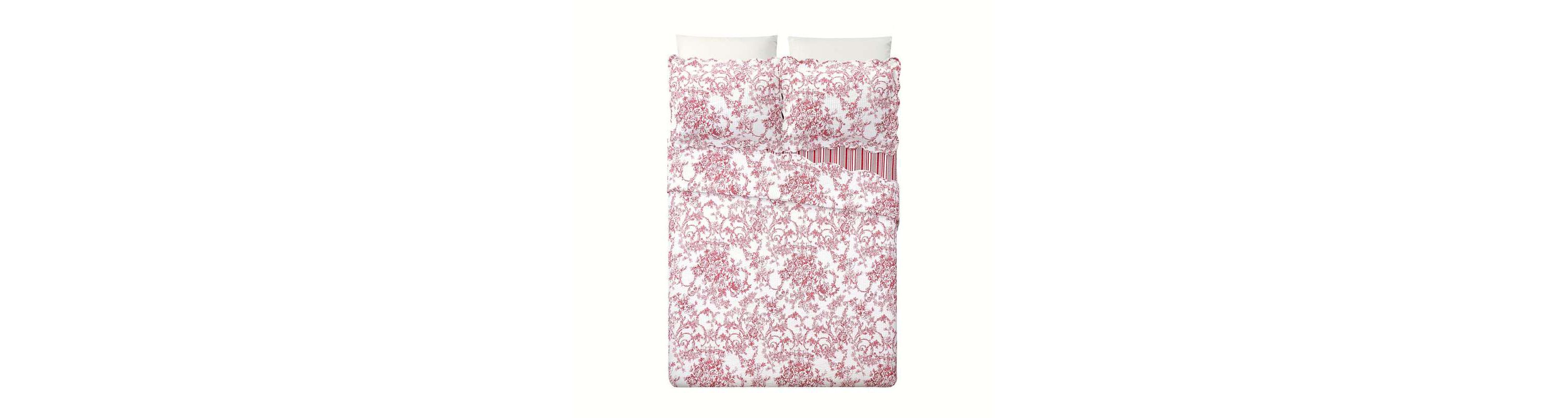 Garden Toile Reversible Cotton Quilt Set