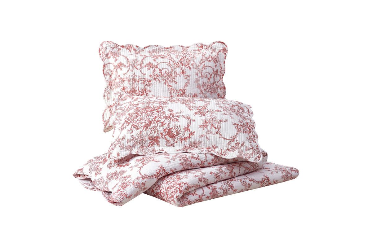 Garden Toile Reversible Cotton Quilt Set