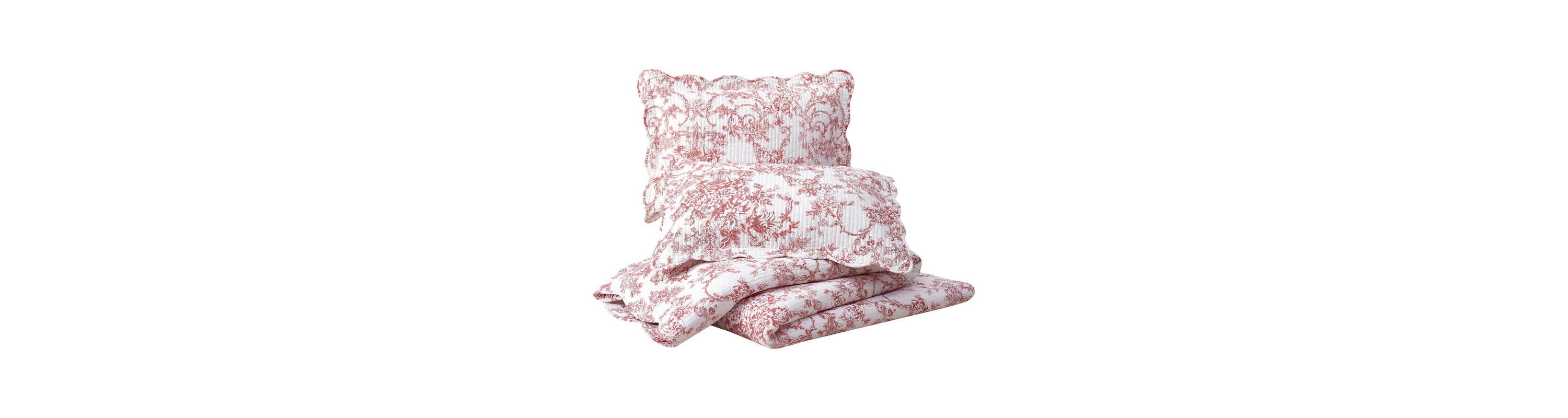 Garden Toile Reversible Cotton Quilt Set