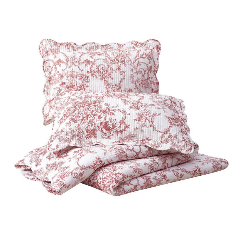 Garden Toile Reversible Cotton Quilt Set