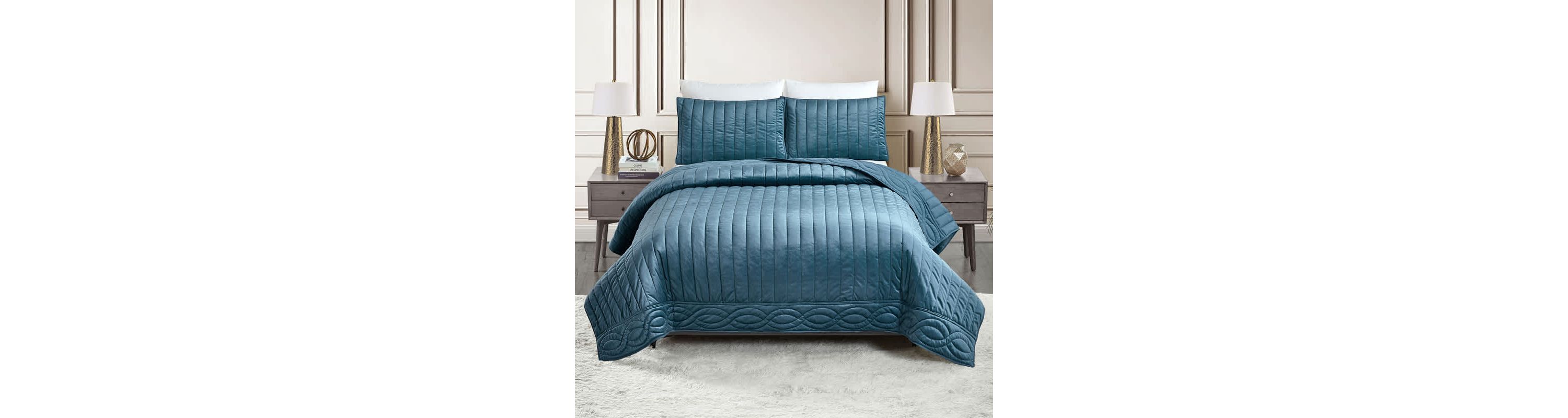 Velvet Cable Border 3-Piece Quilt Set