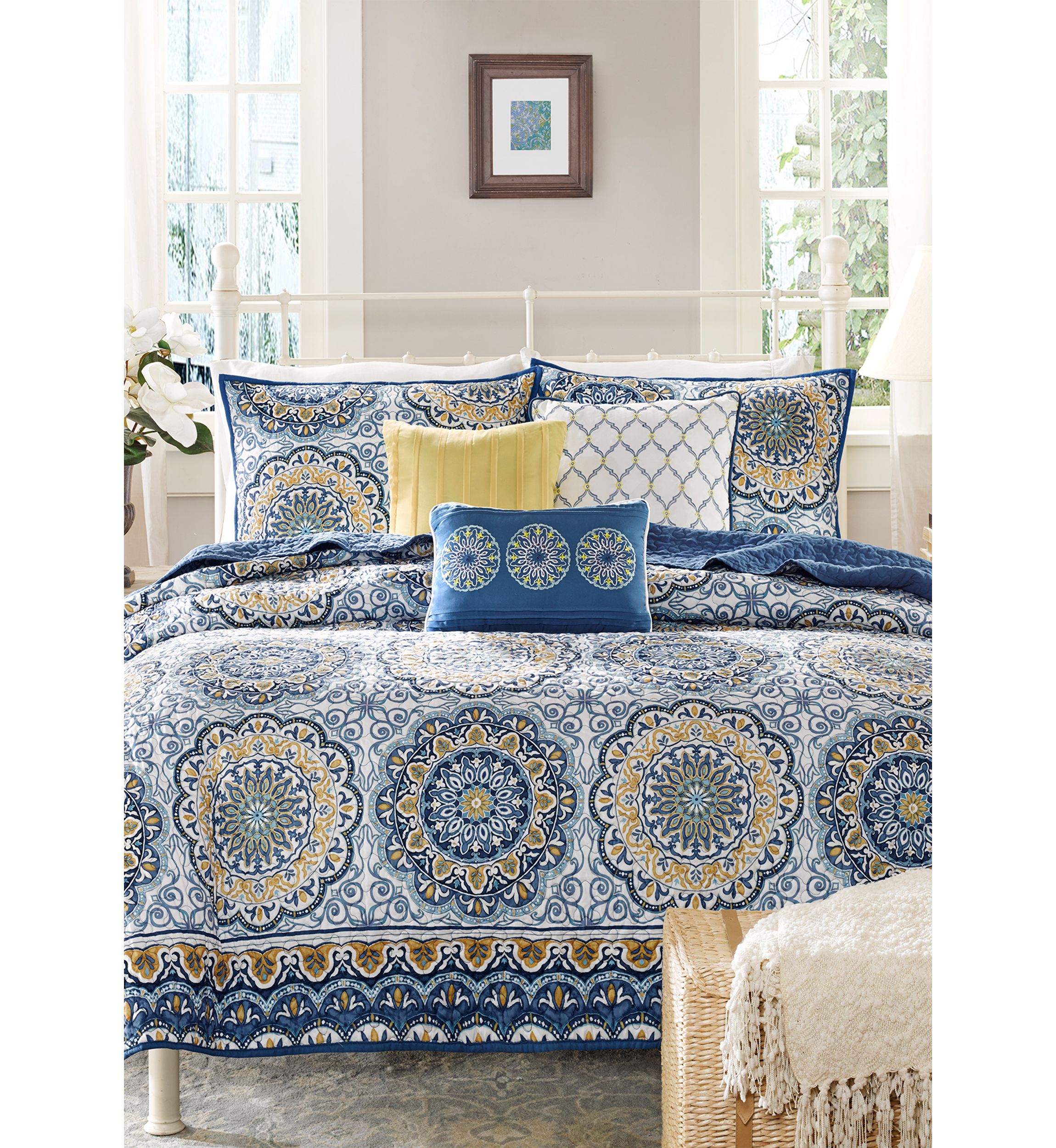 Tangiers 6 Piece Blue Coverlet Set