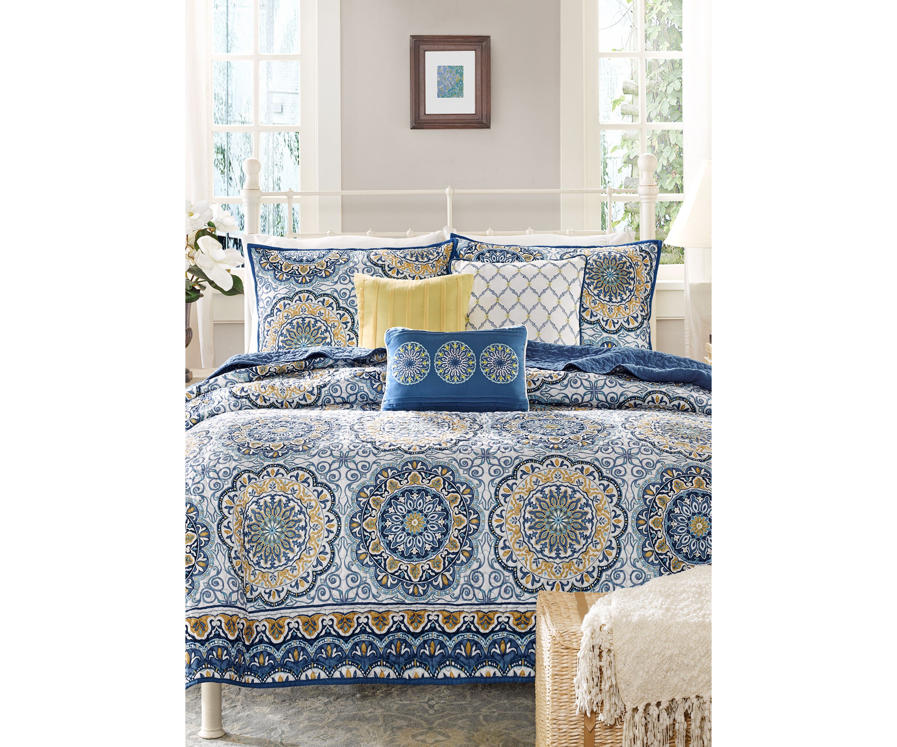 Tangiers 6 Piece Blue Coverlet Set