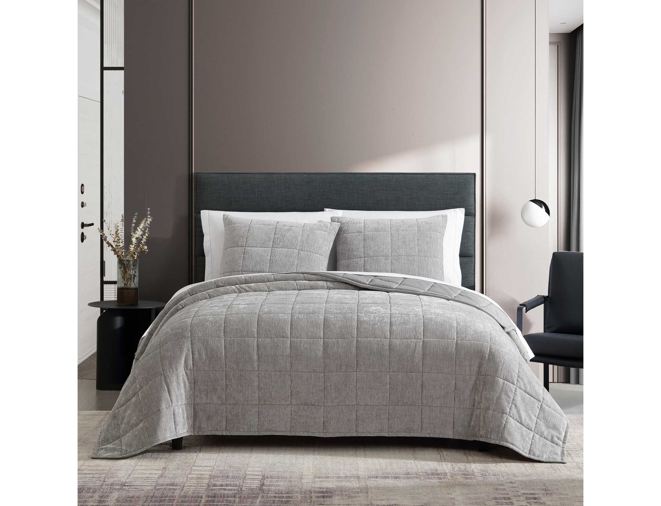 Chenille Box Solid Microfiber Quilt Set