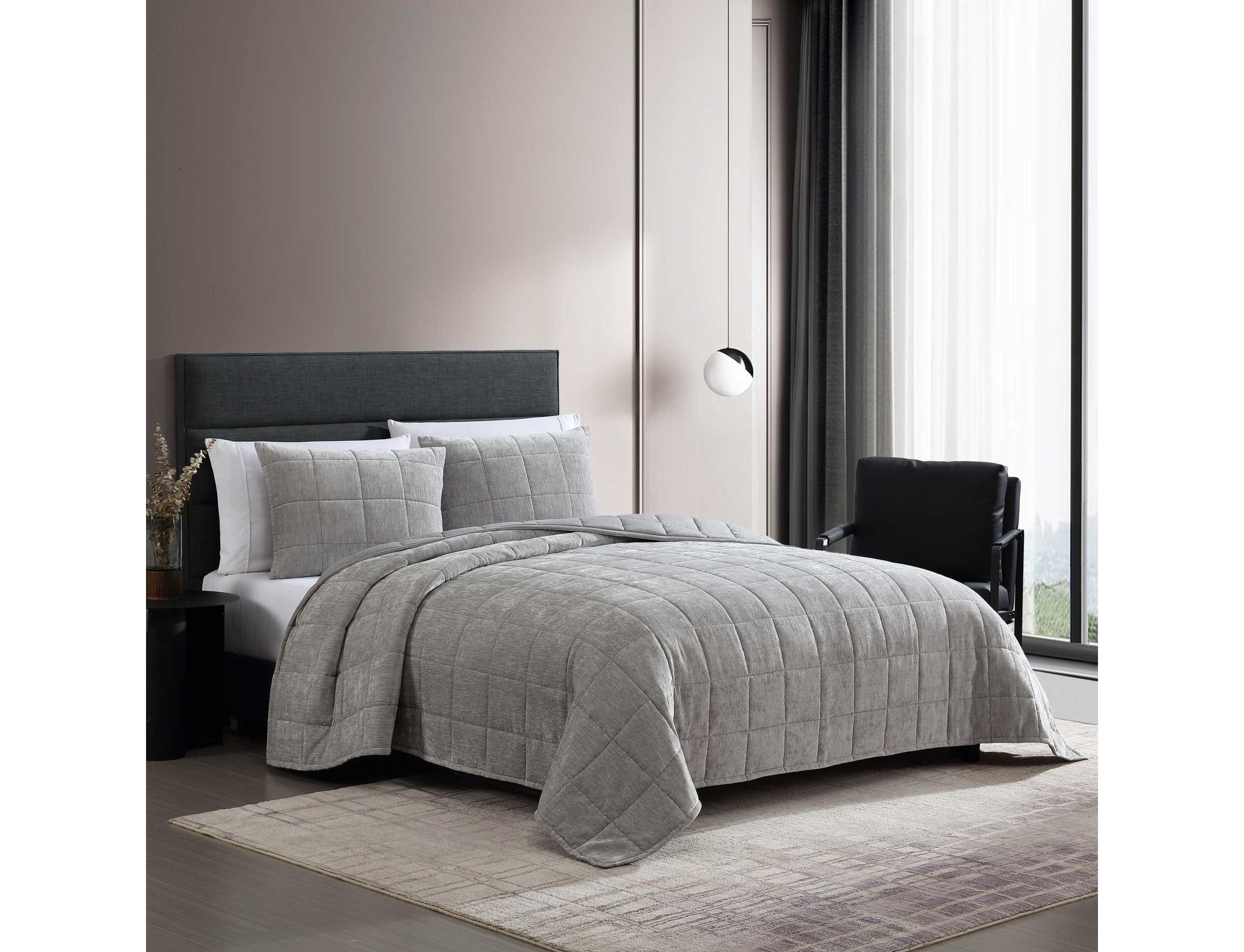Chenille Box Solid Microfiber Quilt Set
