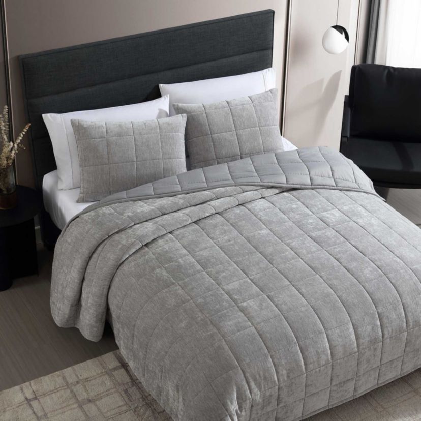 Chenille Box Solid Microfiber Quilt Set