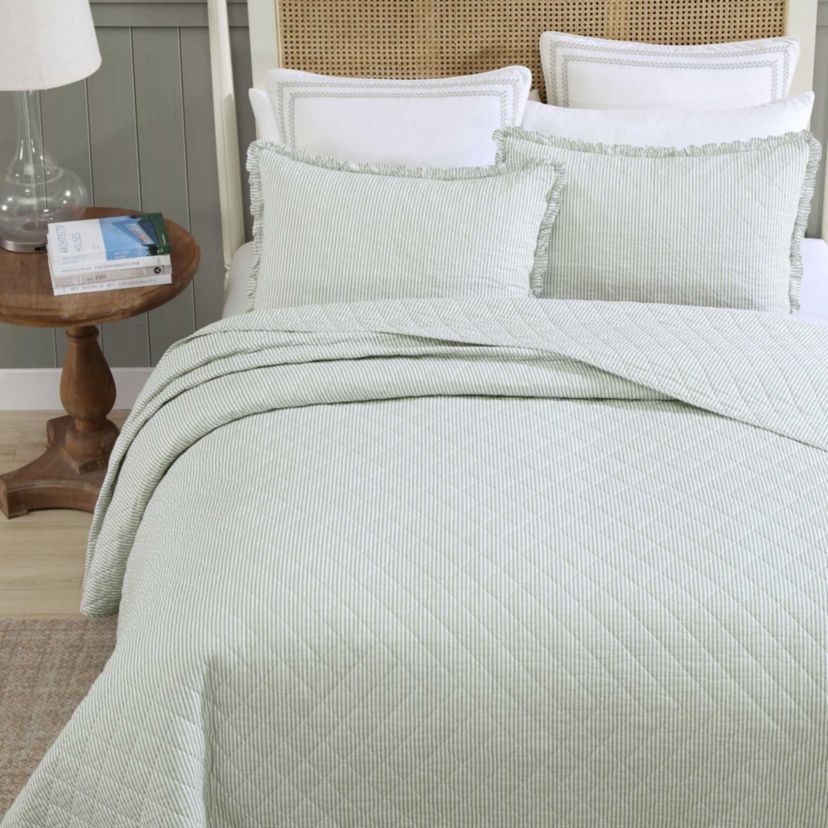 Oxford Stripe Cotton Quilt Set